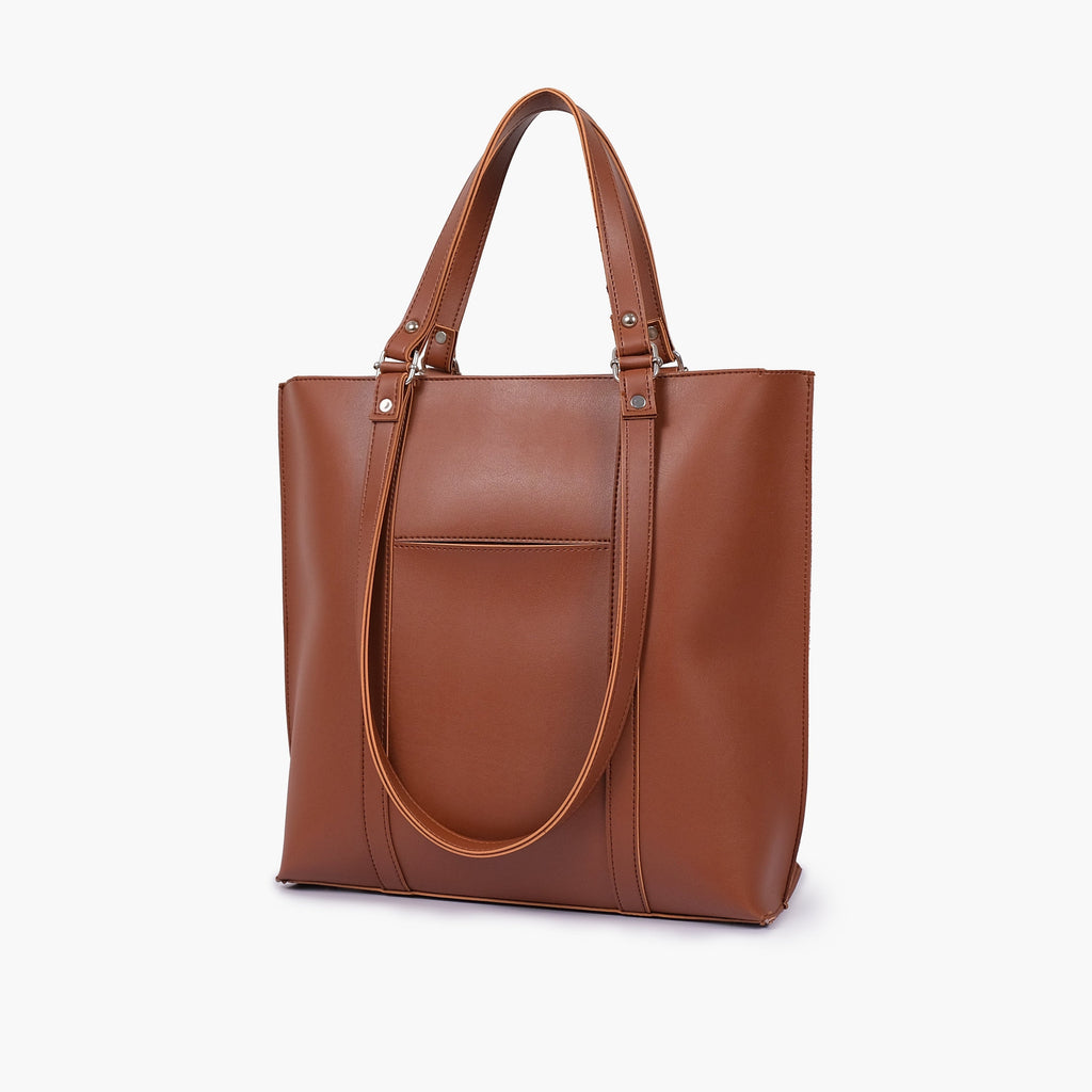 Brown double-handle tote bag