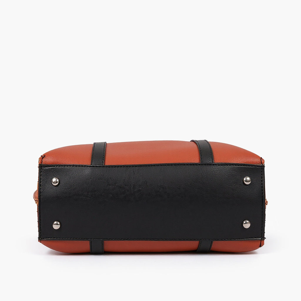 Rust and black double-handle tote bag