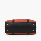 Rust and black double-handle tote bag