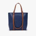 Blue and brown double-handle tote bag