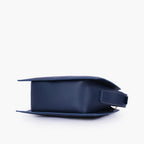 Blue trapeze top-handle bag
