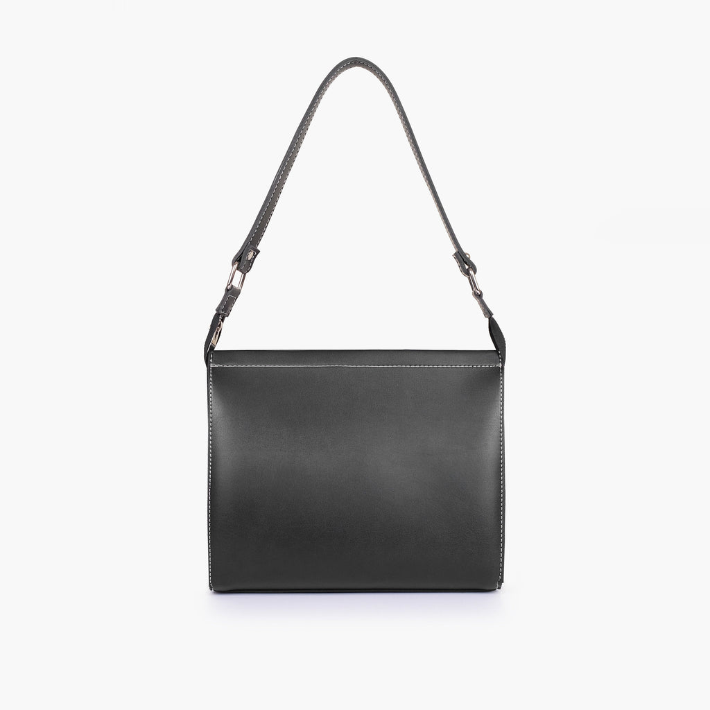Black suede trio twist handbag
