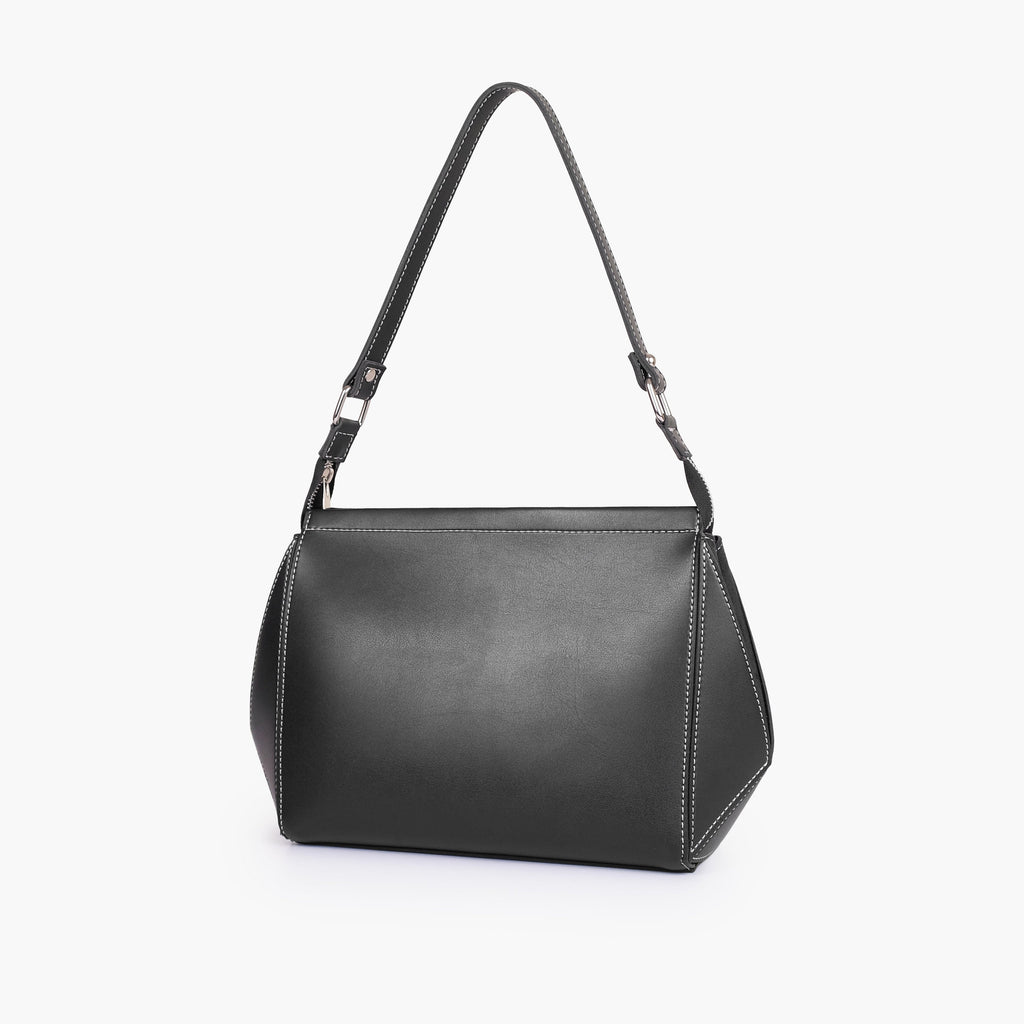 Black suede trio twist handbag
