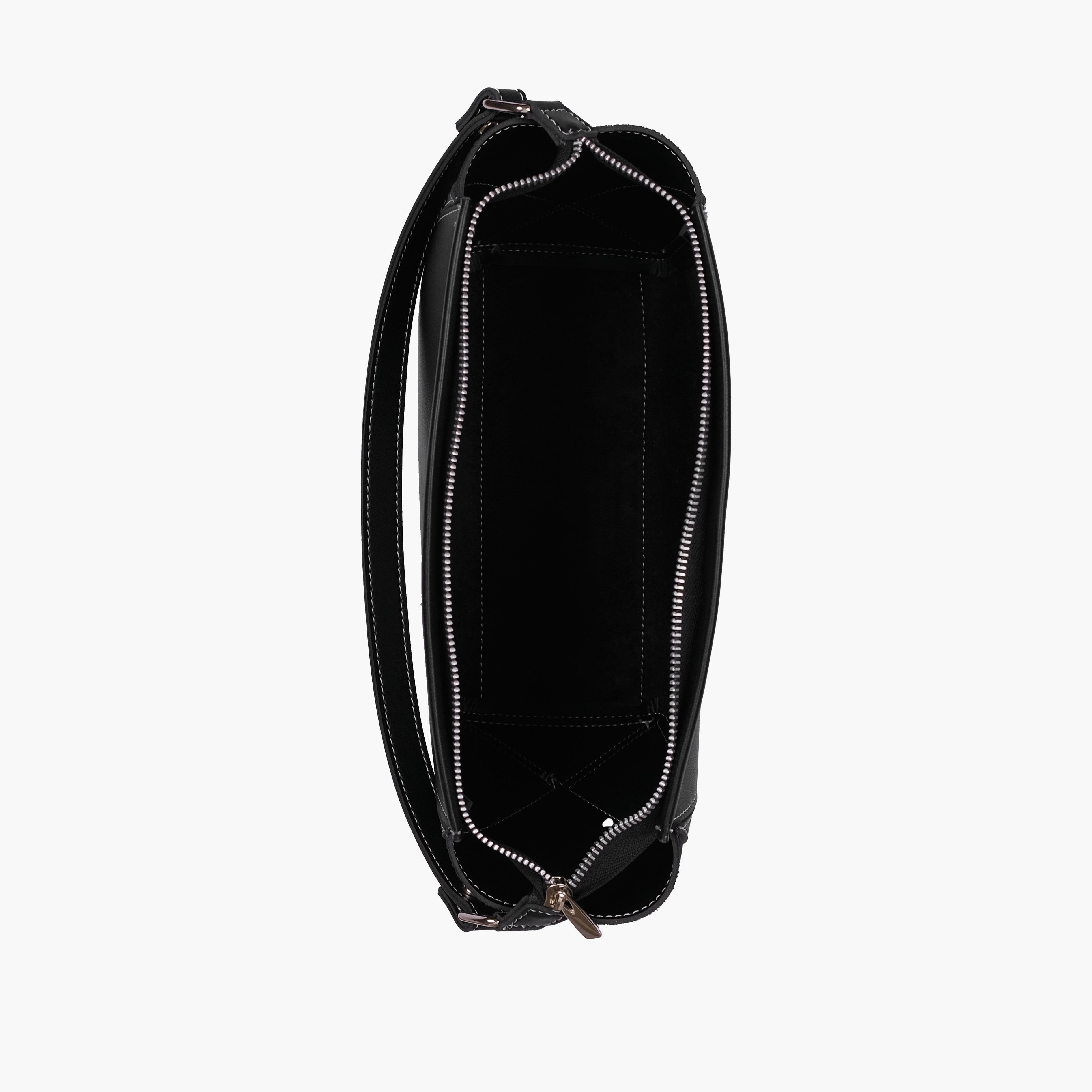 Black suede trio twist handbag