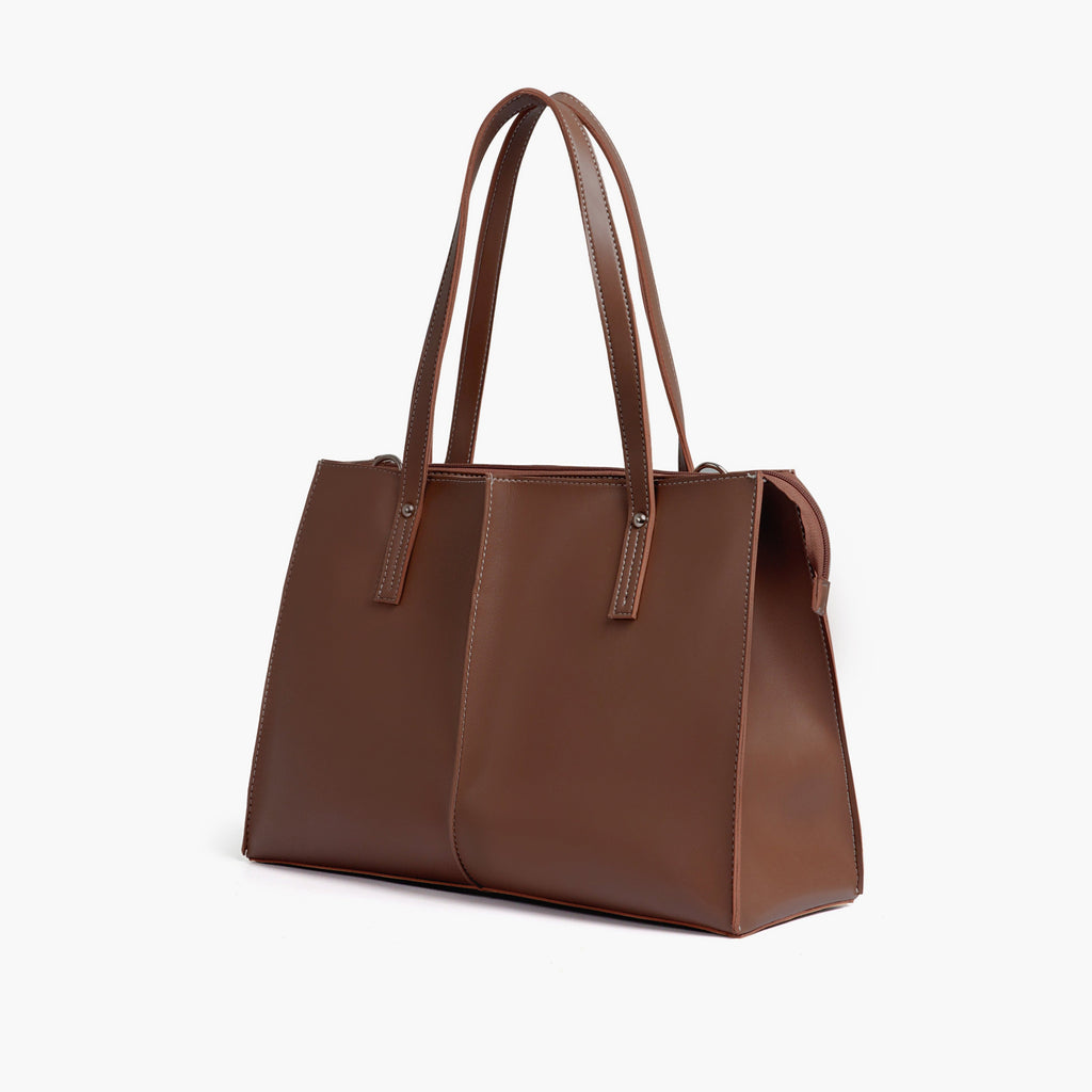 Brown work tote bag