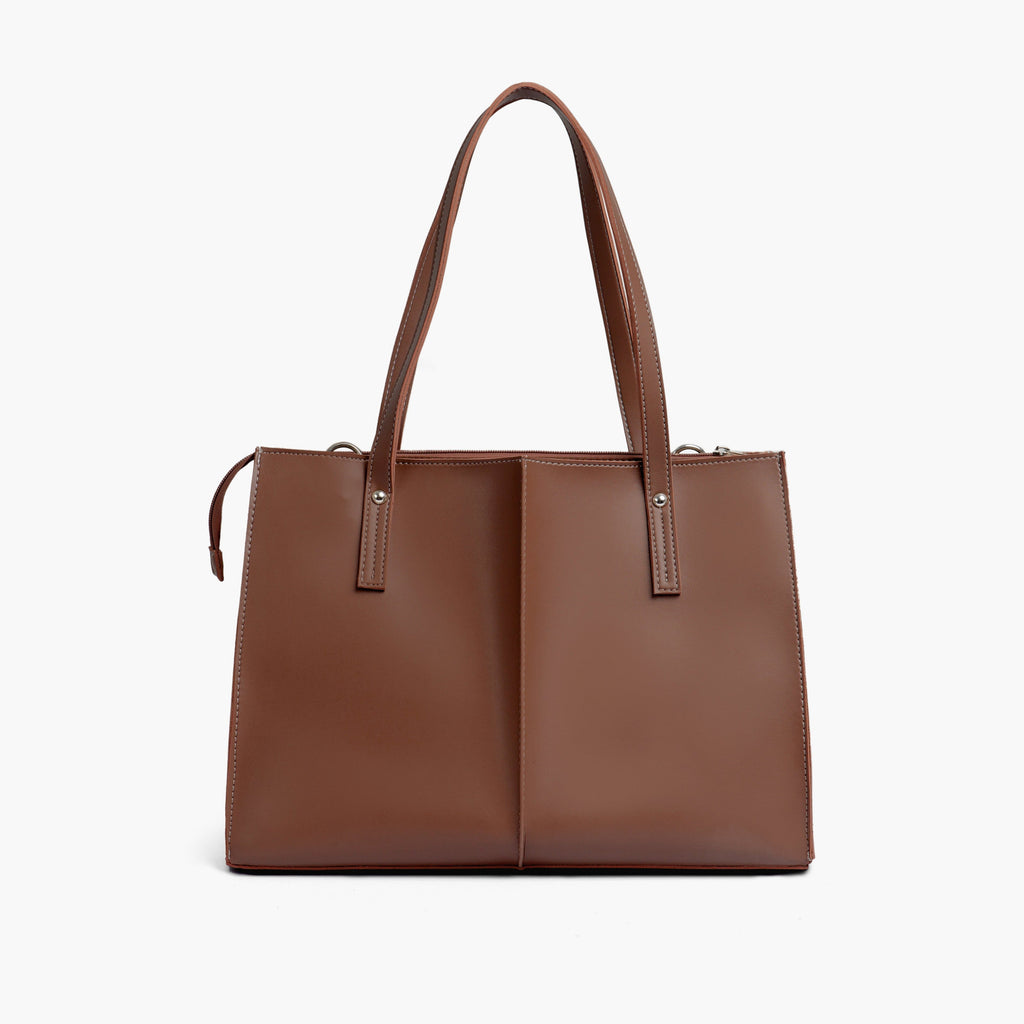 Brown work tote bag