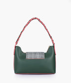 Army green purse with braided strap