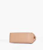 Beige flap quilted bag with top handle