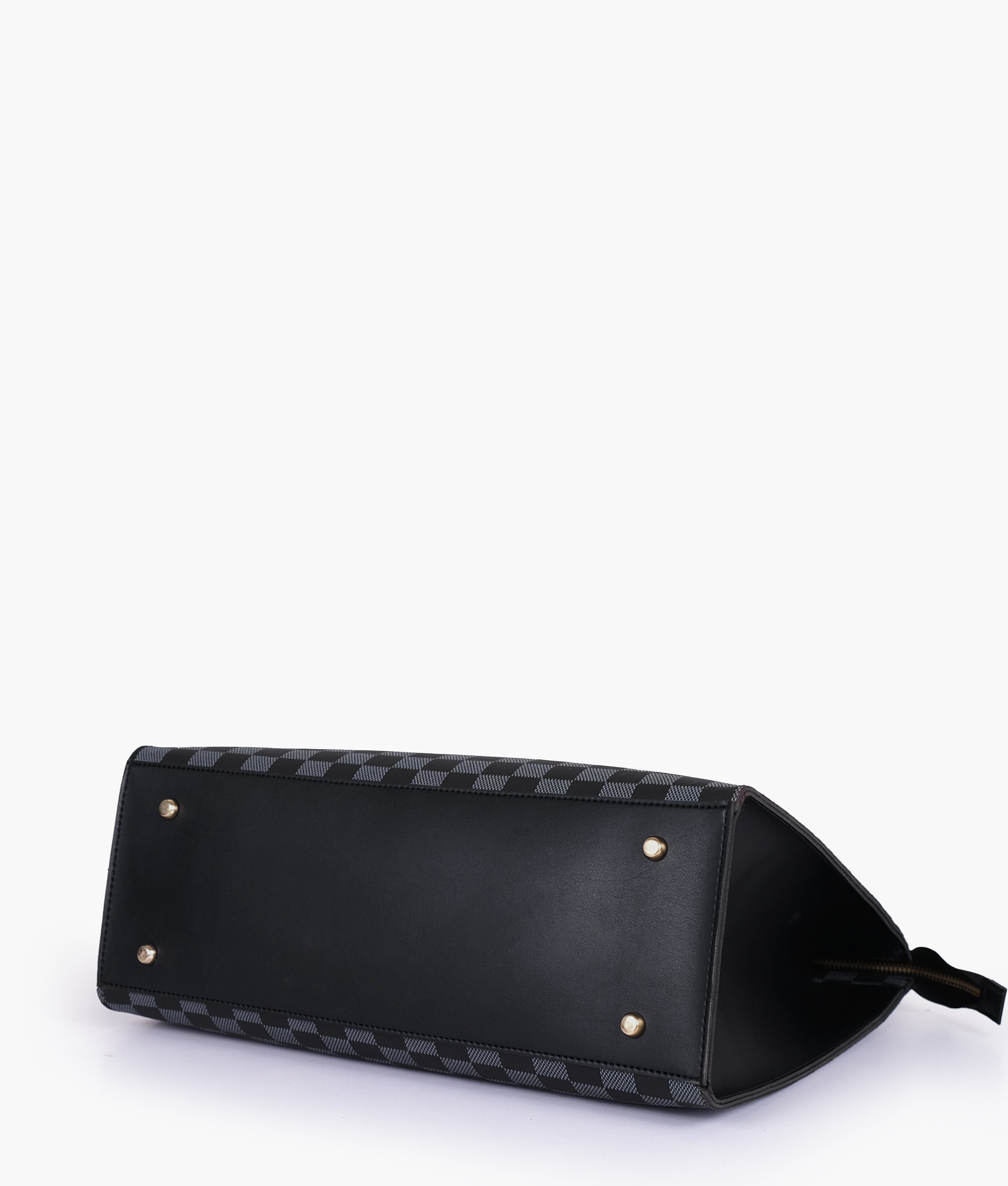 Black checkered on-the-go handbag