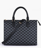 Black checkered on-the-go handbag
