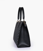 Black checkered on-the-go handbag