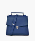 Blue push-lock messenger bag