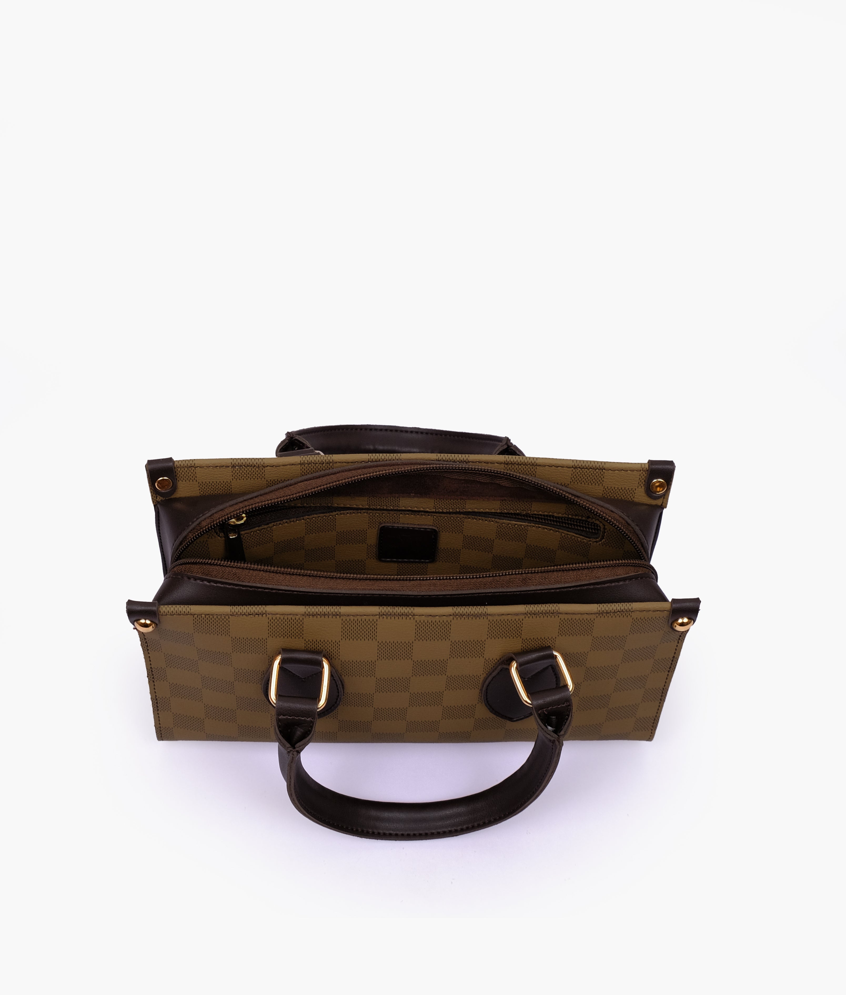Brown checkered on-the-go mini bag