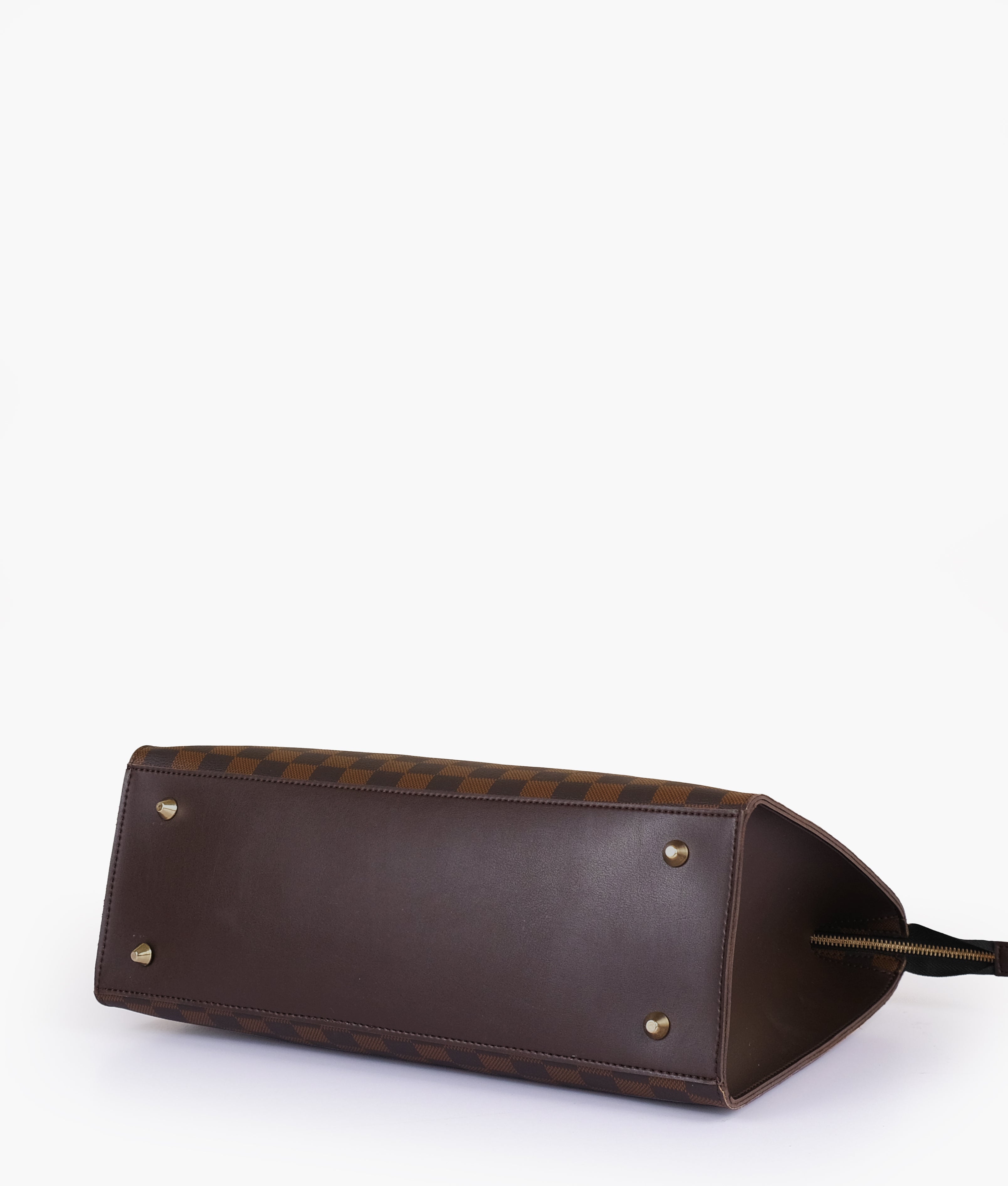 Dark brown checkered on-the-go handbag