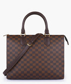 Dark brown checkered on-the-go handbag