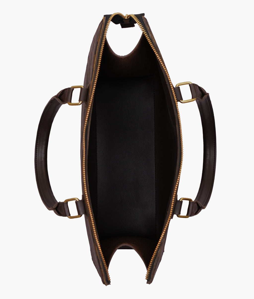 Dark brown checkered on-the-go handbag