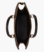 Dark brown checkered on-the-go handbag