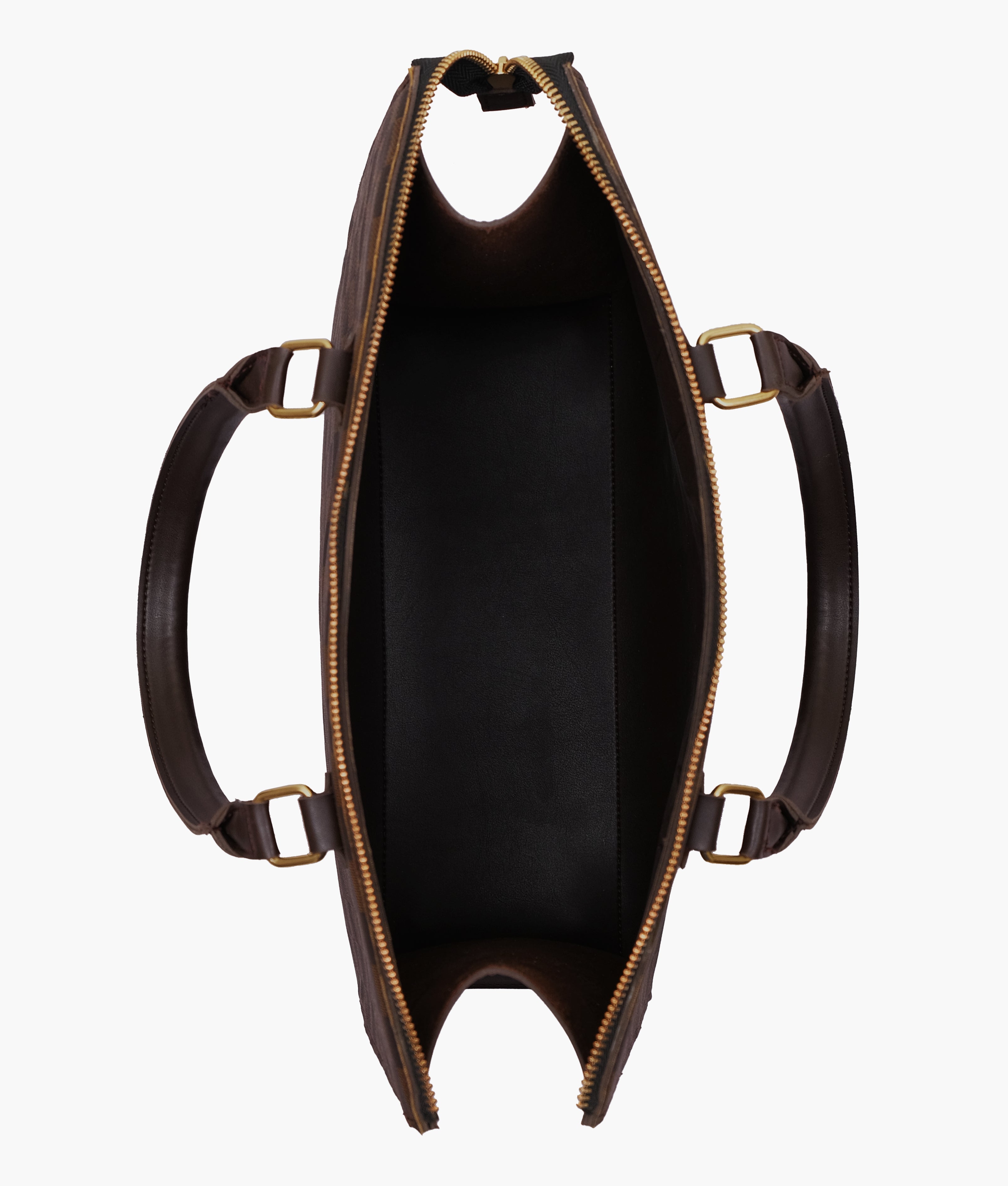 Dark brown checkered on-the-go handbag