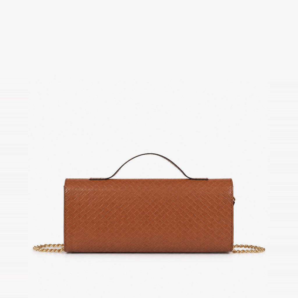 BV terracotta weave clutch bag for women