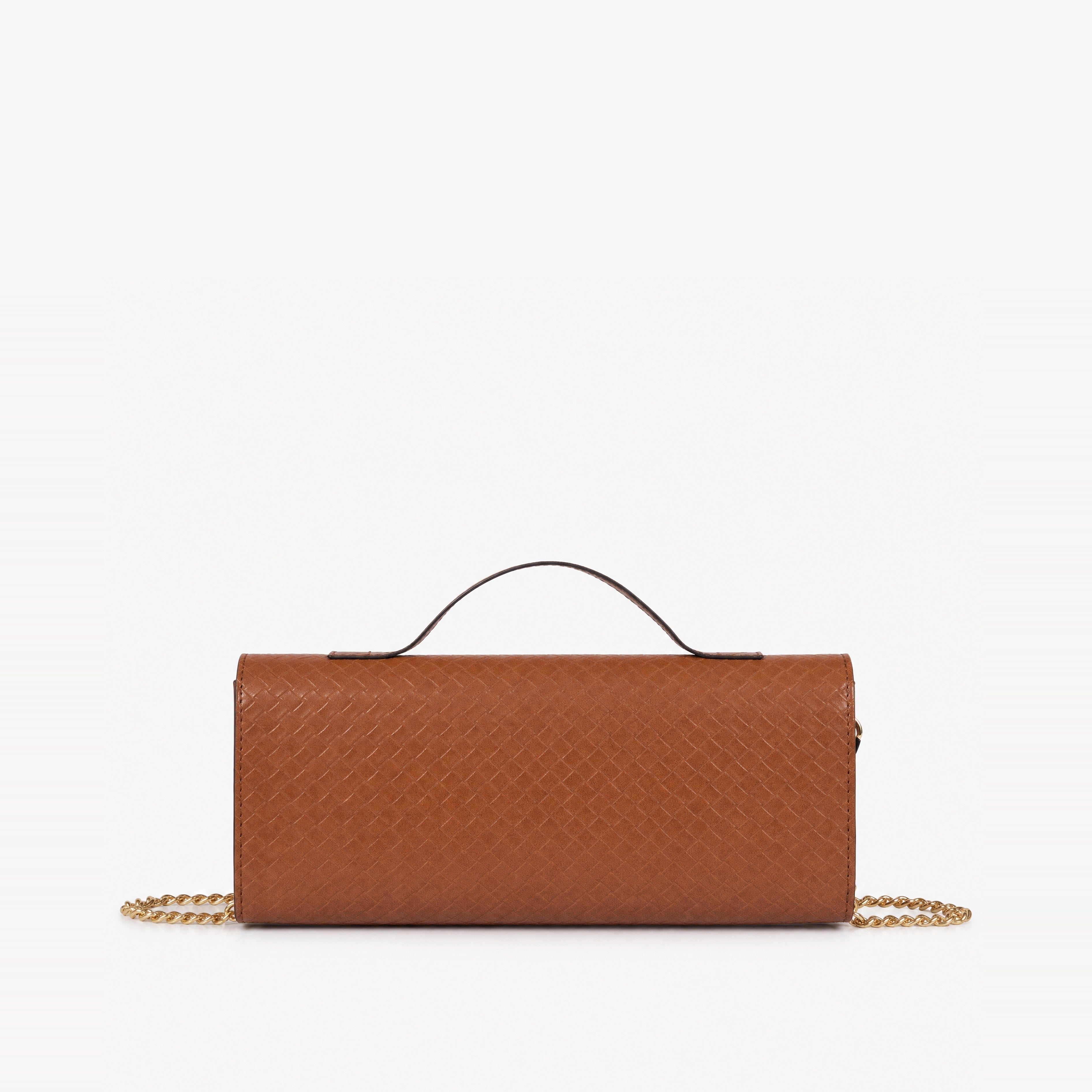 BV terracotta weave clutch bag for women