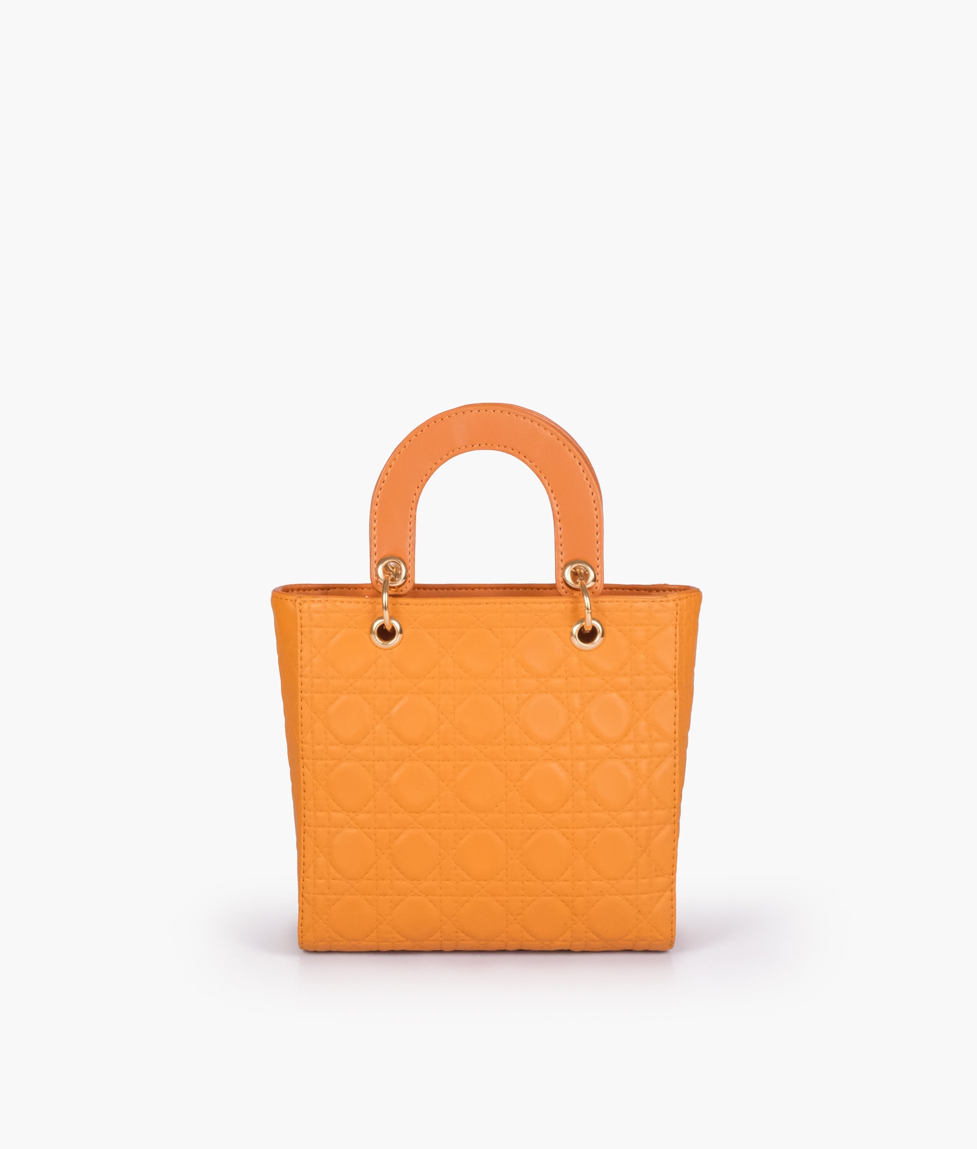 Orange quilted mini tote bag