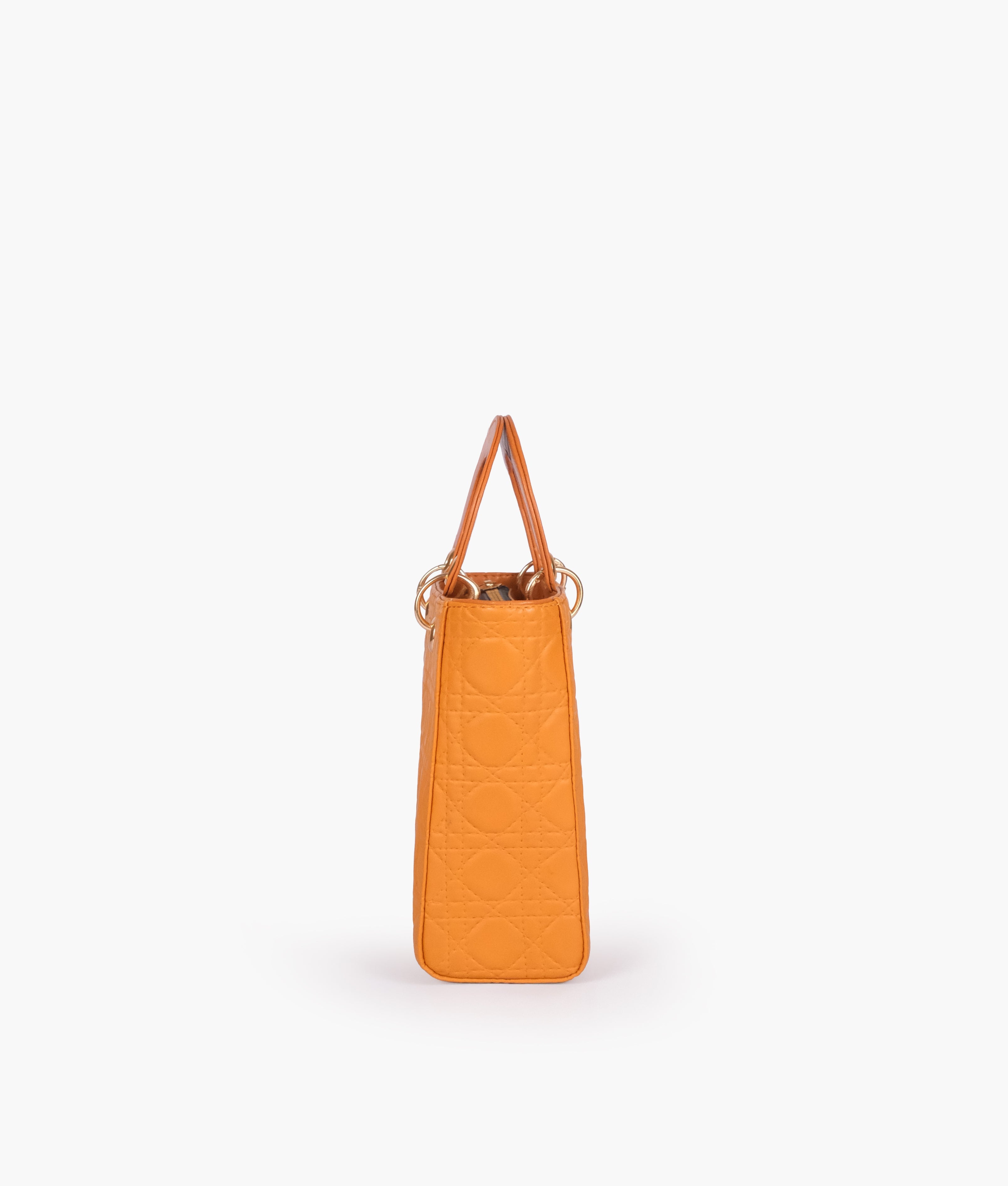 Orange quilted mini tote bag