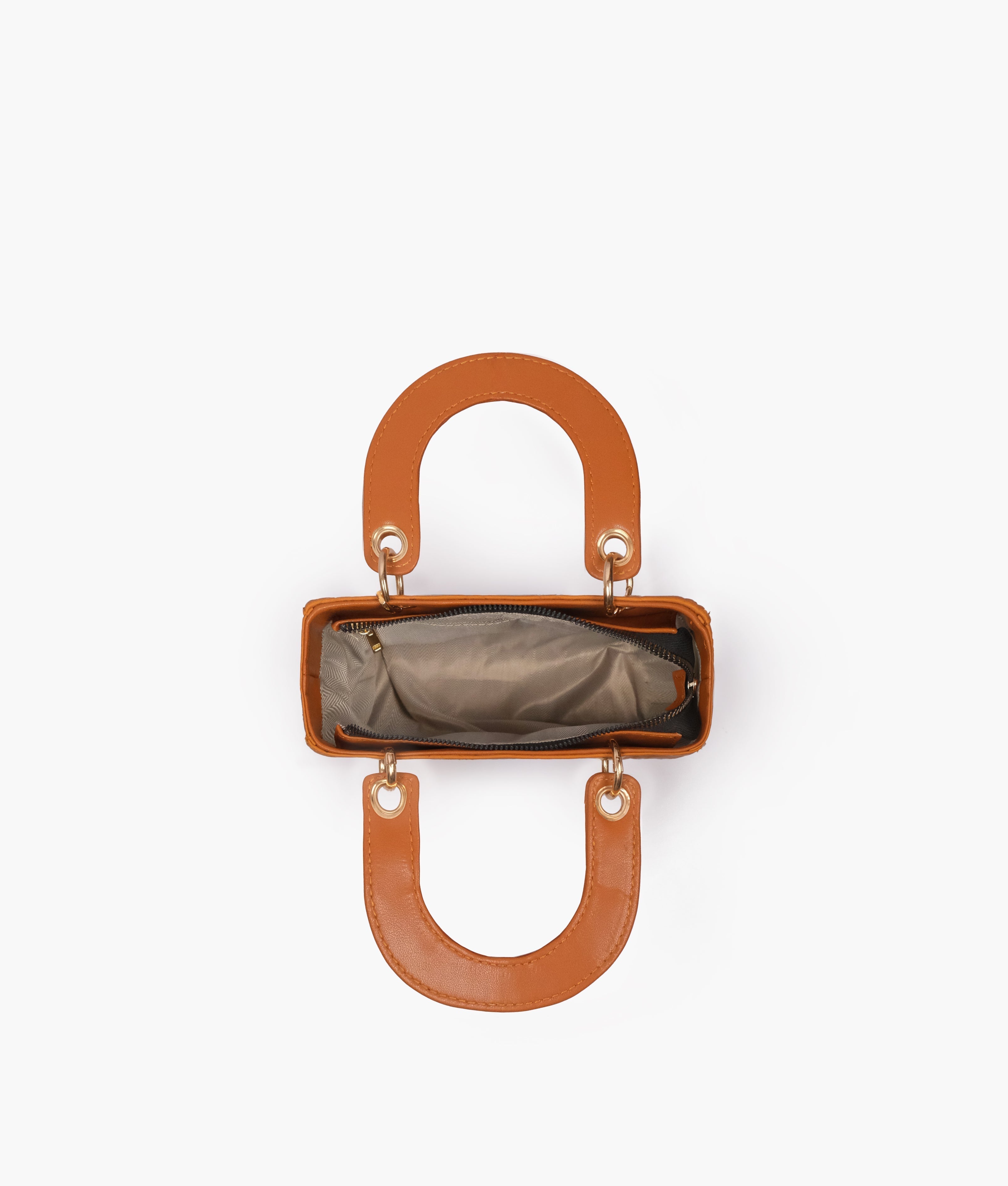 Orange quilted mini tote bag