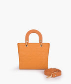Orange quilted mini tote bag
