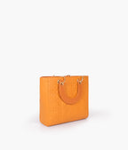 Orange quilted mini tote bag