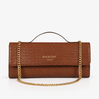 BV terracotta weave clutch bag for women